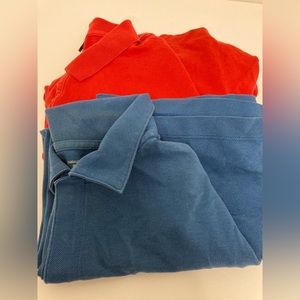 Men’s Patagonia Short Sleeved Polo Shirt Size Medium Red Blue Lot of 2